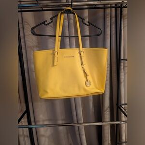 Michael Kors Yellow Leather Tote with Textured Finish